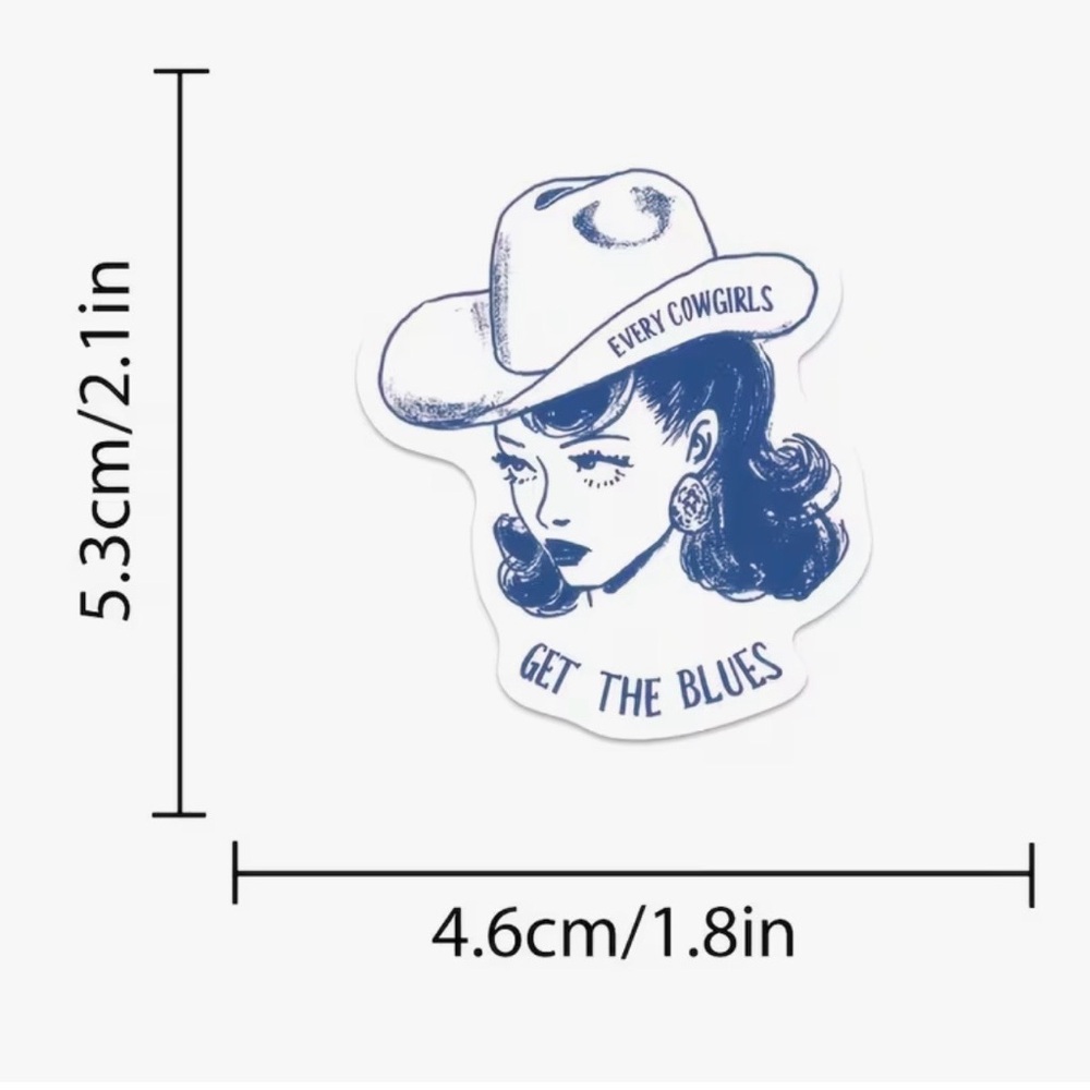 50 Western Cowgirls Stickers Blue Brown - Picture 11 of 14